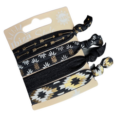 Haargummi im Ibiza-Stil mit Aztekenmuster in Schwarz und Gold