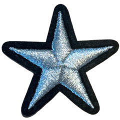 Stern-Sternchen-Emblem-Aufnäher zum Aufbügeln, Schwarz und Silber