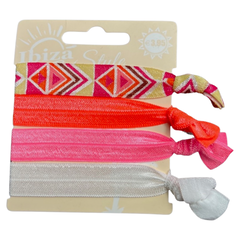 Haargummi im Ibiza-Stil, Aztekenmuster, Rosa, Orange, Weiß