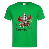 Kerst It's The Most Wonderful Time Of The Year Strijk Applicatie op een groen t-shirt