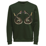 Slang Ratelslang Strijk Patch Set L+R op een groen sweater