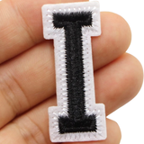 Alfabet Strijk Embleem Letter i Patch Zwart Wit