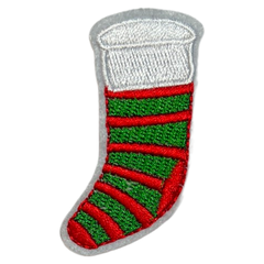 Weihnachtsstrumpf-Emblem-Aufnäher zum Aufbügeln, gestreift