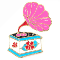 Vintage Grammophon Emaille Pin