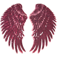 Wing Angel Paillette Wings XXL-Emblem-Patch-Set zum Aufbügeln, Rot