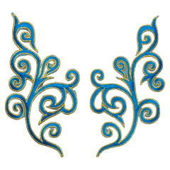 Cosplay venezianische Spitze, Pailletten, Aufnäher, zum Aufbügeln, Hellblau