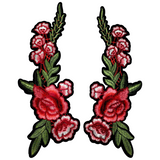 Blumen-Rosen-Zweig-Emblem-Patch-Set zum Aufbügeln, L+R