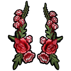 Blumen-Rosen-Zweig-Emblem-Patch-Set zum Aufbügeln, L+R