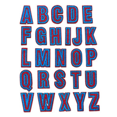 Alphabet-Buchstabe-Emblem-Aufnäher zum Aufbügeln, Rot, Blau