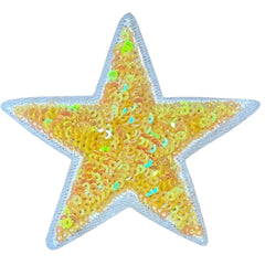 Stern-Pailletten-Glitzer-Emblem-Aufnäher zum Aufbügeln, Gelb