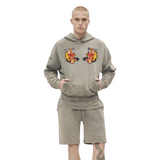 Draak Draken Strijk Embleem Patch Set L+R op een grijze hoodie