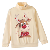 Rendier Rudolph Reindeer Strijk Applicatie op een crème kleurige sweater