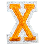 Alfabet Letter X Strijk Embleem Patch Oranje Wit