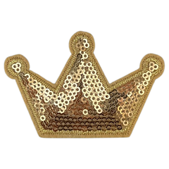 Kronen-Pailletten-Emblem-Aufnäher zum Aufbügeln, Goldbeige