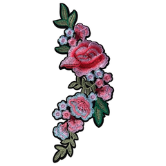 Rosenblütenzweig XXL-Emblem zum Aufbügeln, rosa, rechts