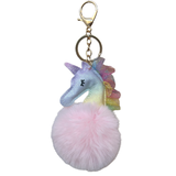 Sleutelhanger Eenhoorn Pom Fluffy Tas Keychain Roze