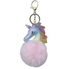 Einhorn-Pom-Flauschiger Taschen-Schlüsselanhänger, Schlüsselanhänger, Rosa