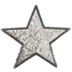 Stern Sterne Emblem Aufnäher zum Aufbügeln, Paillette, Silber
