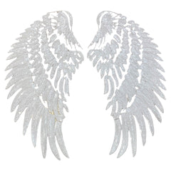 Wing Paillette XXL Aufnäher-Set zum Aufbügeln, Weiß