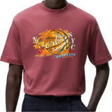 New York City Basketbal Strijk Applicatie op een rood t-shirt