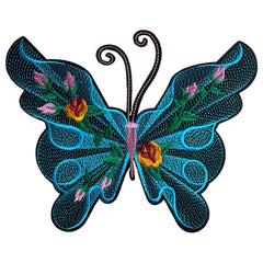 Schmetterling-Emblem-Aufnäher zum Aufbügeln, künstlerisches Blau, groß