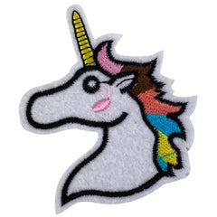 Einhorn-Emblem-Aufnäher mit farbiger Mähne zum Aufbügeln