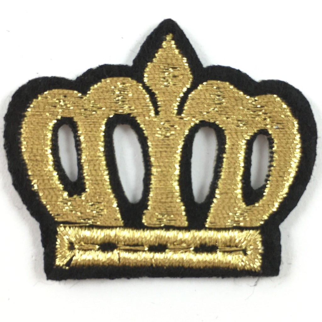 Goud Kleurige geborduurde Kroon Strijk Patch