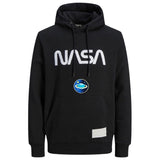 Planeet Planeetring Strijk Embleem Patch op een zwarte hoodie met Nasa tekst