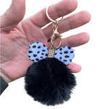 Sleutelhanger Pom Strik Strass Tas Keychain Zwart