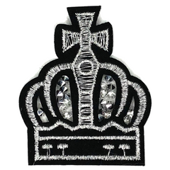 Krone-Strass-Emblem zum Aufbügeln, Schwarz