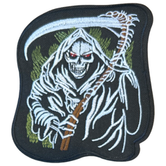 Sensenmann, schwarzer Tod mit Sense, zum Aufbügeln, Emblem-Aufnäher