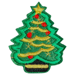 Aufnäher mit Aufnäher „Weihnachtsbaum“, Weihnachtsbaum, zum Aufbügeln, goldfarben