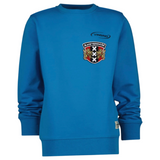 Amsterdam Wapen Schild Strijk Embleem Patch op een blauwe sweater