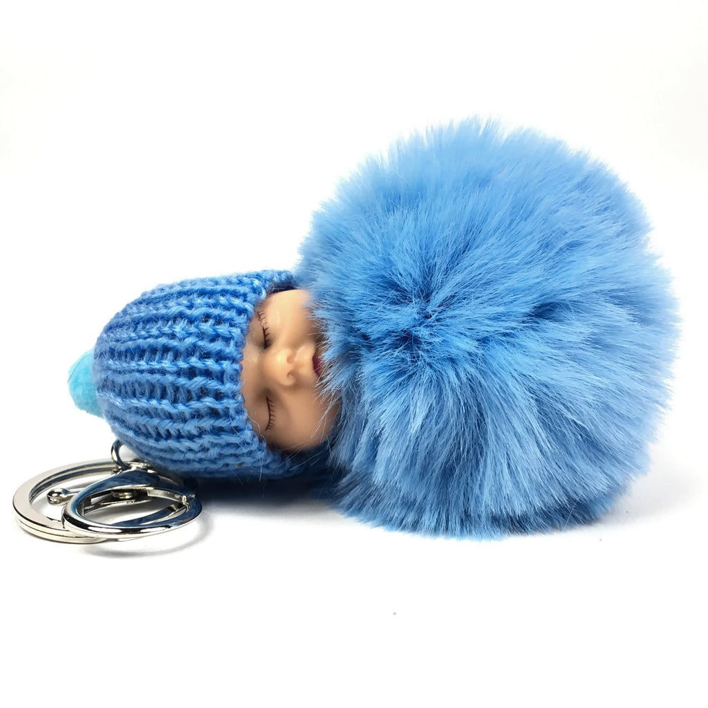 Schlüsselanhänger Schlüsselanhänger Schlafendes Baby Pom Blau