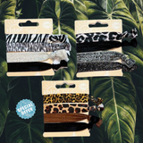 Ibiza Style Haar Armband Elastieken Drie Kaartjes Glitter Animal Print