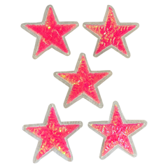 Stern-Sterne-Emblem-Patch-Set zum Aufbügeln, glitzernd, rosa, 5 Sterne