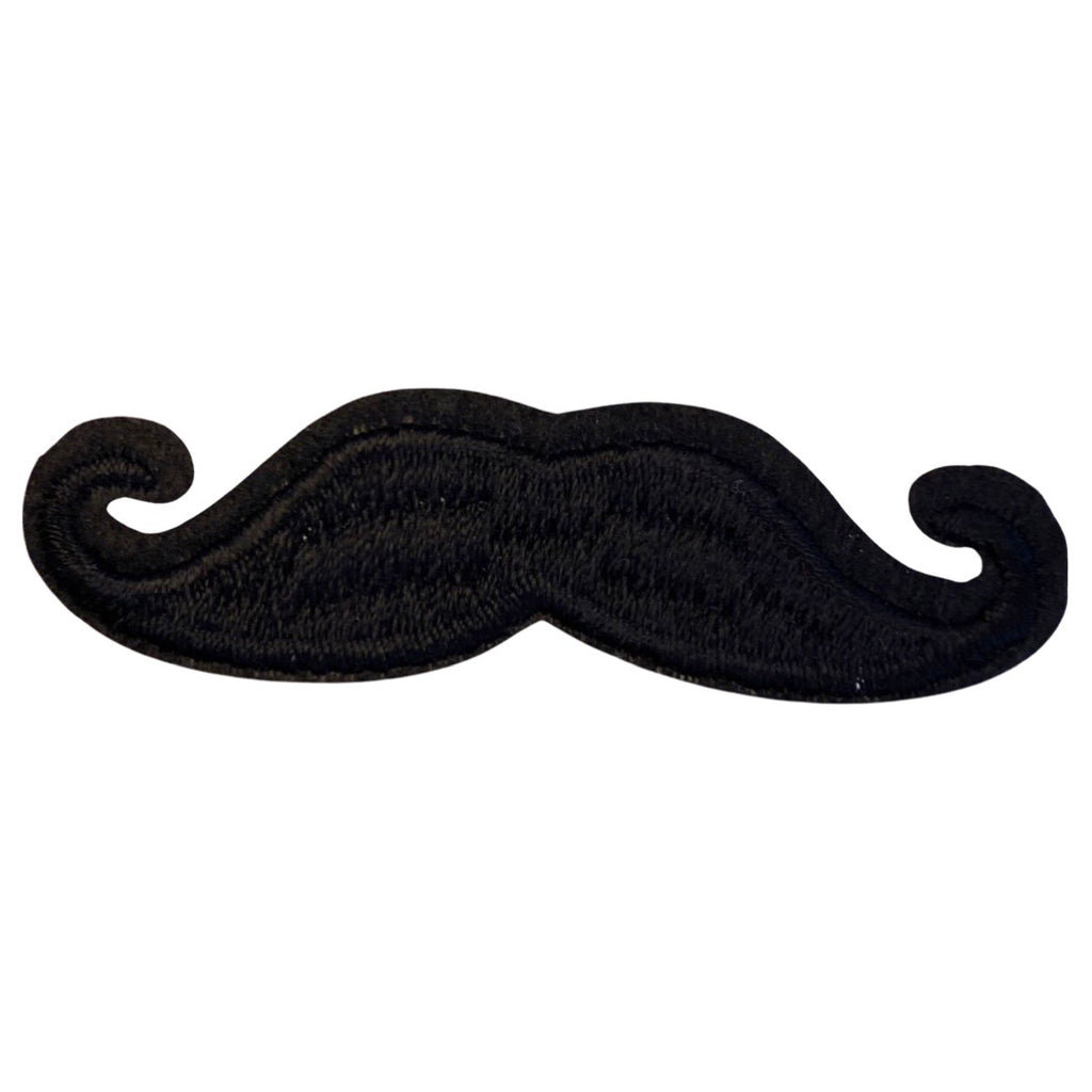 Snor Moustache Strijk Embleem Patch Zwart