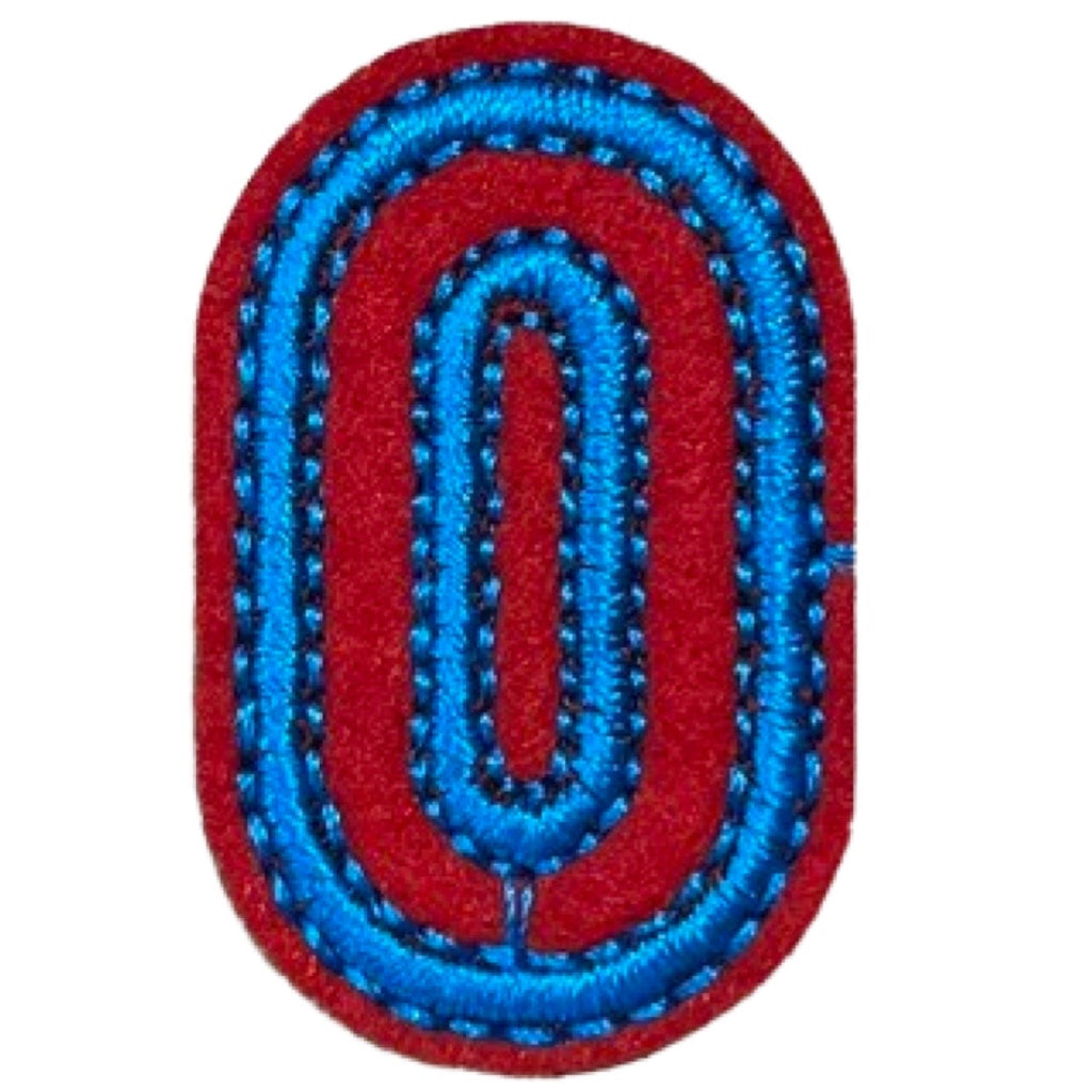 Cijfers Nummer 0 Strijk Embleem Patches Blauw Rood