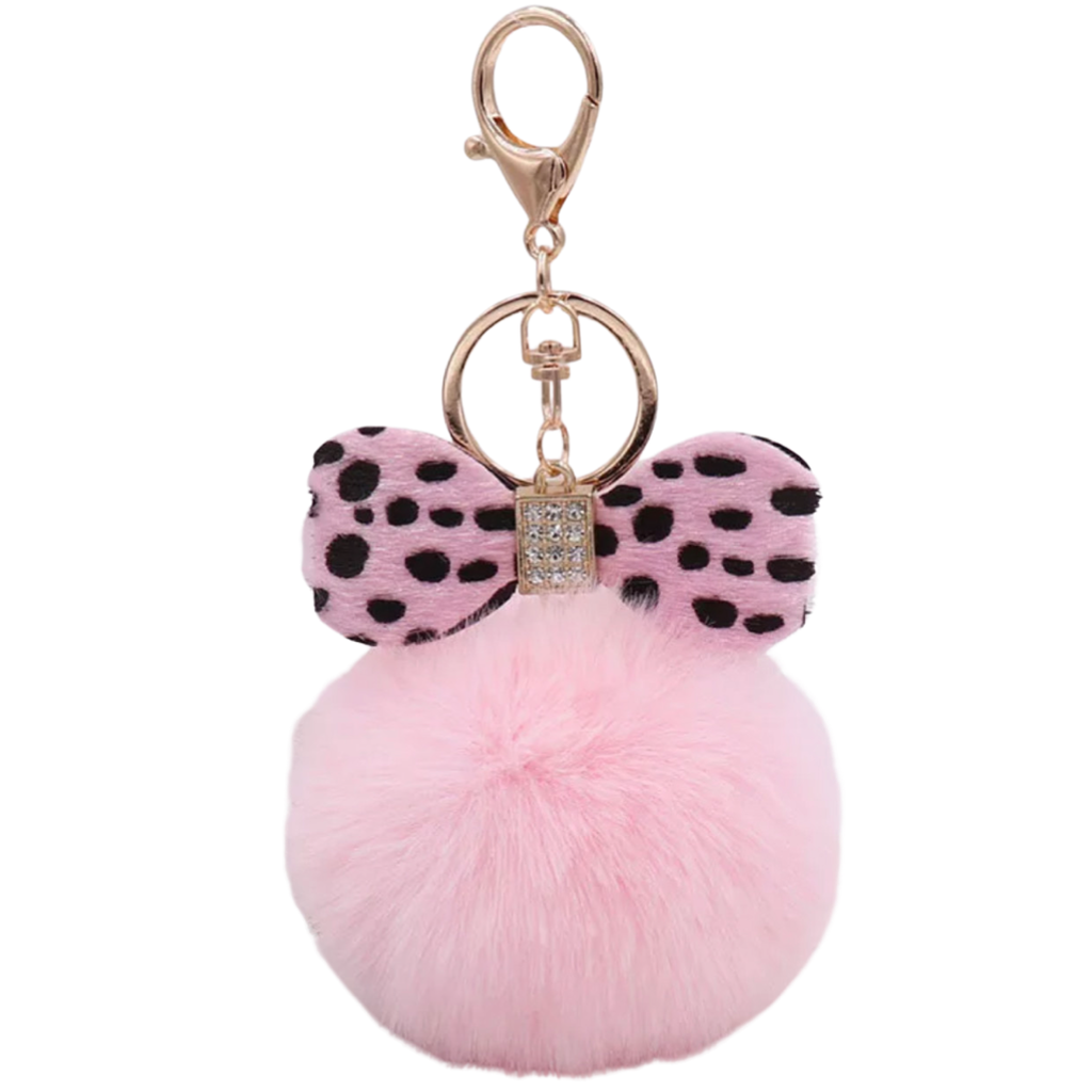 Sleutelhanger Pom Strik Strass Tas Keychain Roze