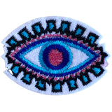 Boeddhistische Oog Strijk Embleem Patch Blauw Roze