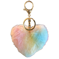 Schlüsselanhänger Plüsch Herz Regenbogen Print Taschenanhänger Pastell