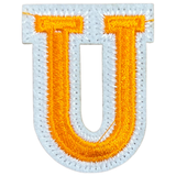 Alfabet Letter U Strijk Embleem Patch Oranje Wit