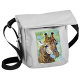 Giraffe Strijk Applicatie op een grijze canvas tas