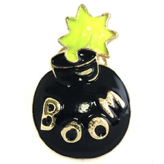 Bomb Dynamite TNT Boom Text Emaille Pin