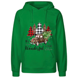 Kerst It's The Most Wonderful Time Of The Year Strijk Applicatie op een groene hoodie