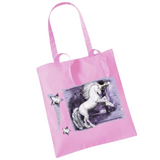 Eenhoorn Unicorn Strijk Applicatie op een roze canvas tas