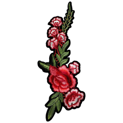 Emblem-Aufnäher zum Aufbügeln, Blume, Rose, Pfingstrose, links