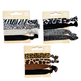 Ibiza Style Haar Armband Elastieken Drie Kaartjes Glitter Animal Print