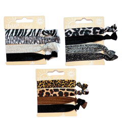 Haararmband im Ibiza-Stil, elastisch, drei Karten, glitzerndes Tiermuster