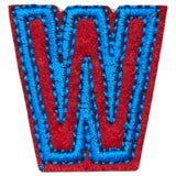 Alfabet Letter W Strijk Embleem Patch Rood Blauw